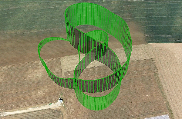 3D-Darstellung der Flugstrecke aus dem Logfile